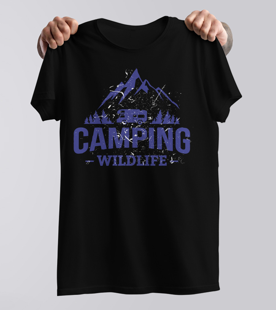 Camping Wildlife Mountains RV Adventure T-Shirt