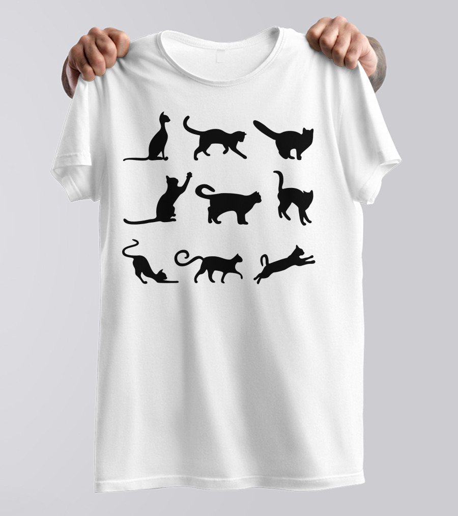 Cute Cat And Kitten Black T-Shirt