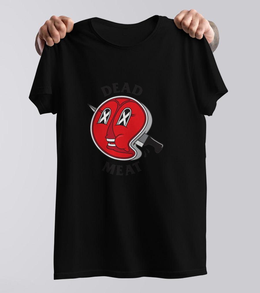 Dead Meat Cartoon Steak With Knife And Face T-Shirt