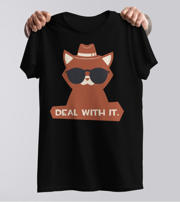 Cat In Sunglasses And Hat Deal With It T-Shirt