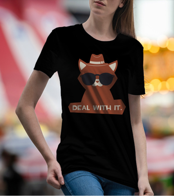Cat In Sunglasses And Hat Deal With It T-Shirt