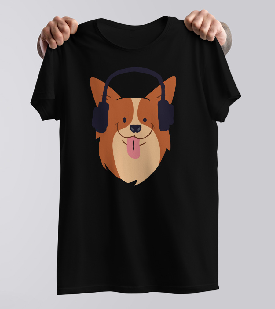 Dog Wearing Headphones Listening To Music T-Shirt
