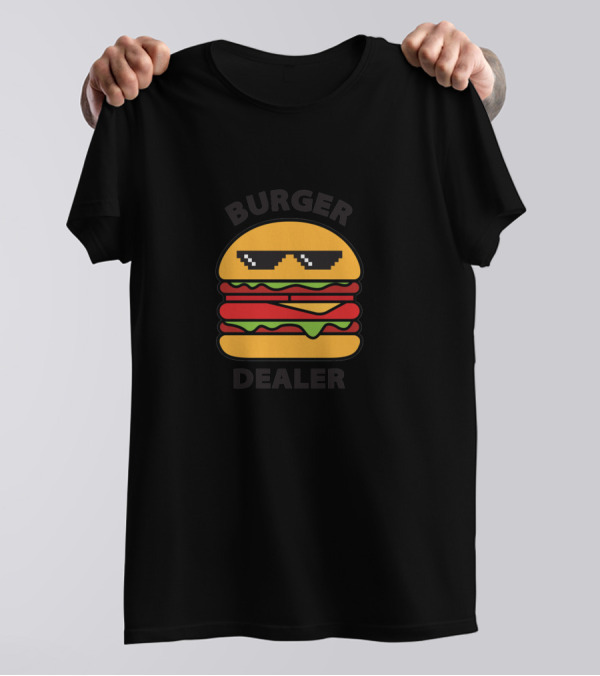 Burger Dealer Pixel Glasses Hamburger T-Shirt