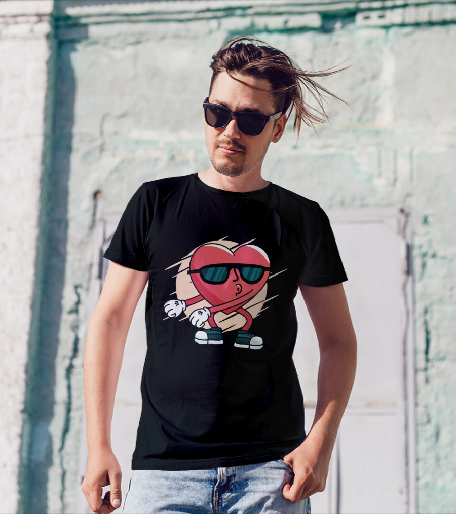 Heart Flossing Sunglasses Dance Move Cool Sneakers T-Shirt