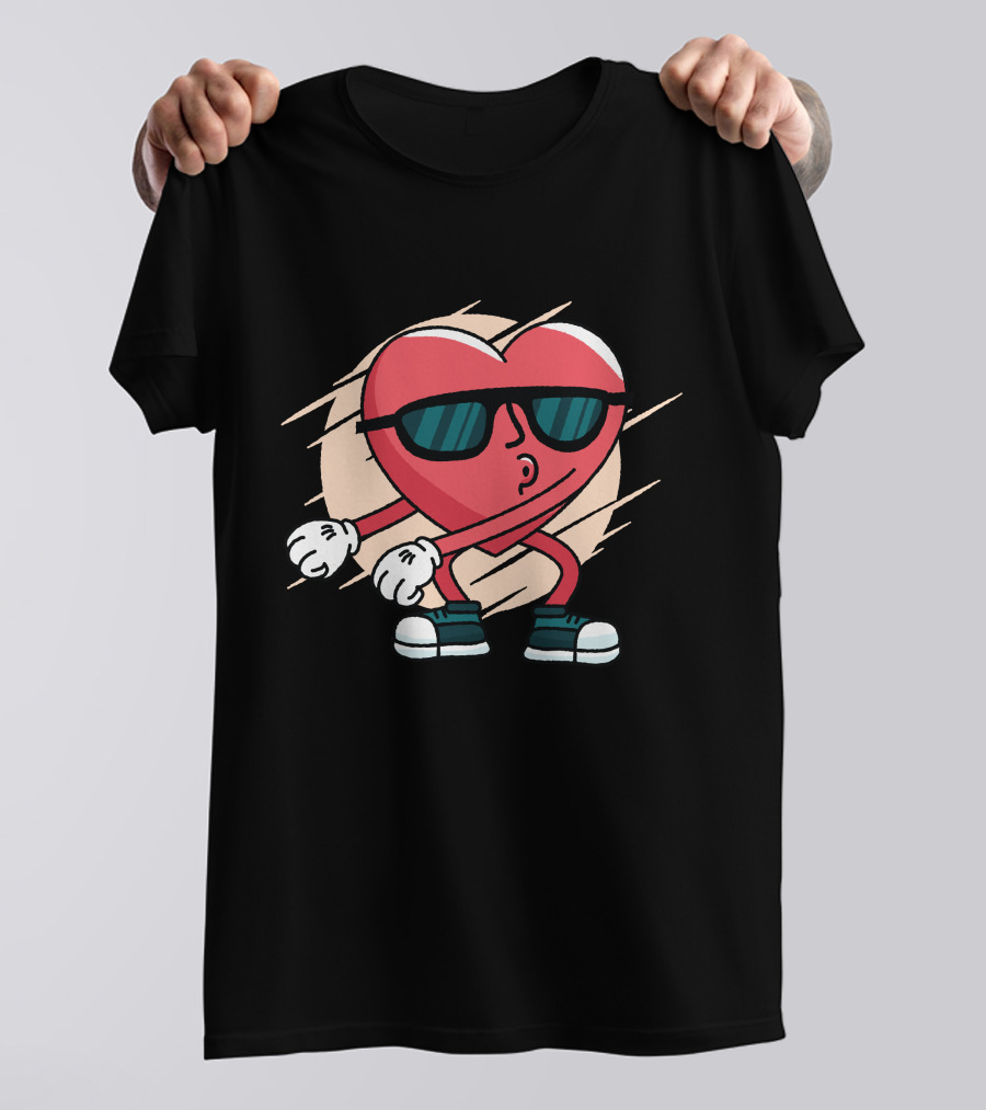 Heart Flossing Sunglasses Dance Move Cool Sneakers T-Shirt