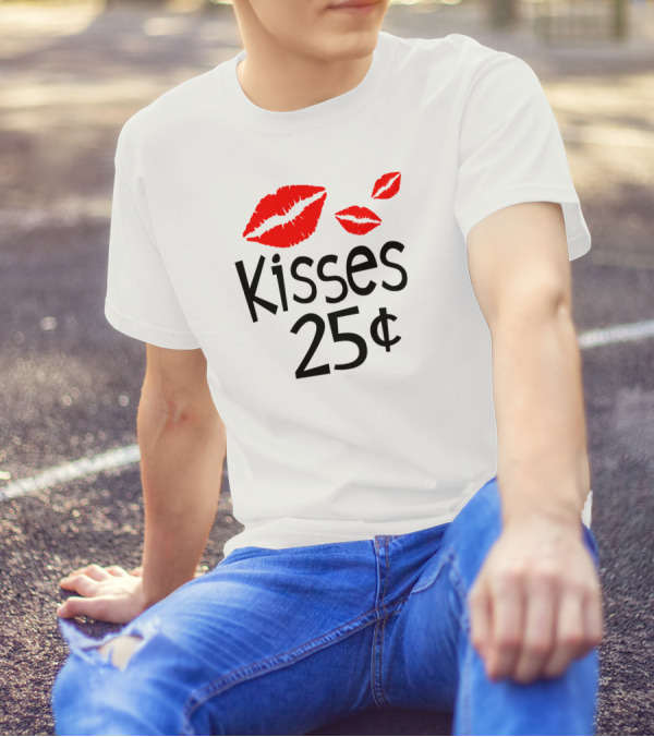 Kisses 25 Cent Red Lips Valentine T-Shirt