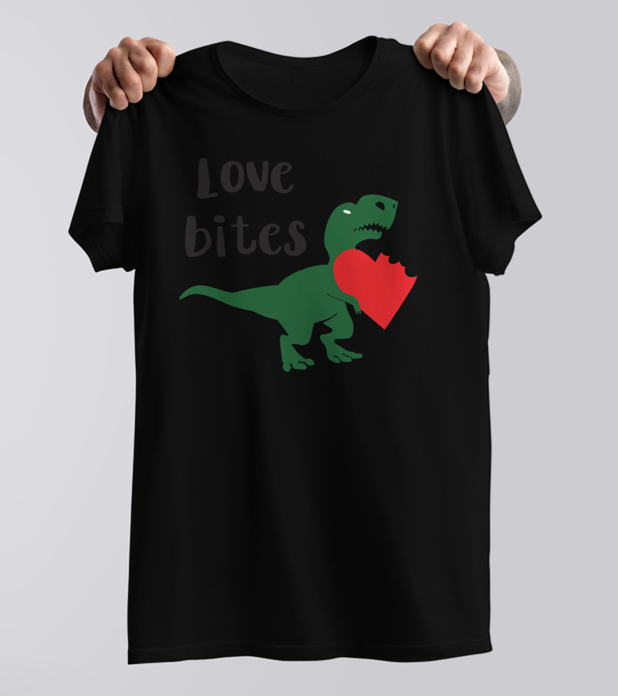 Love Bites Dino Heart-Chomp T-Rex T-Shirt