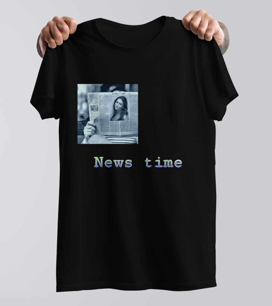 News Time Your Text Newspaper Reader T-Shirt