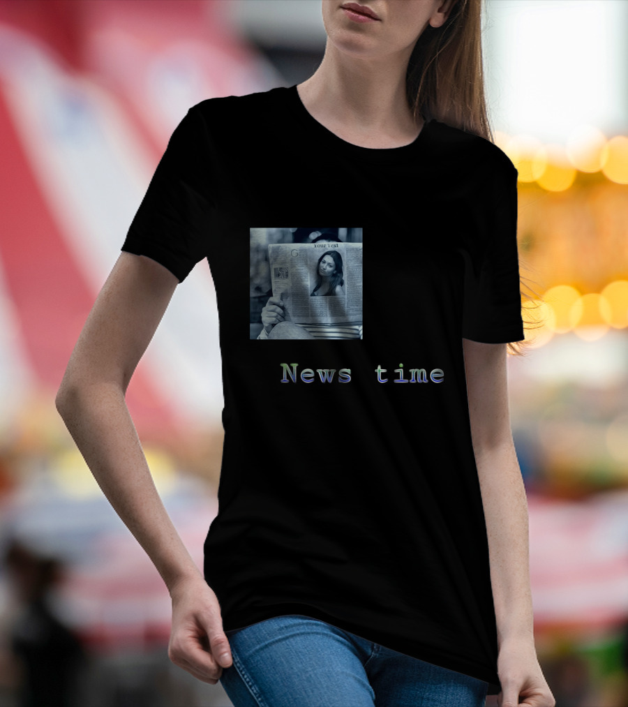 News Time Your Text Newspaper Reader T-Shirt