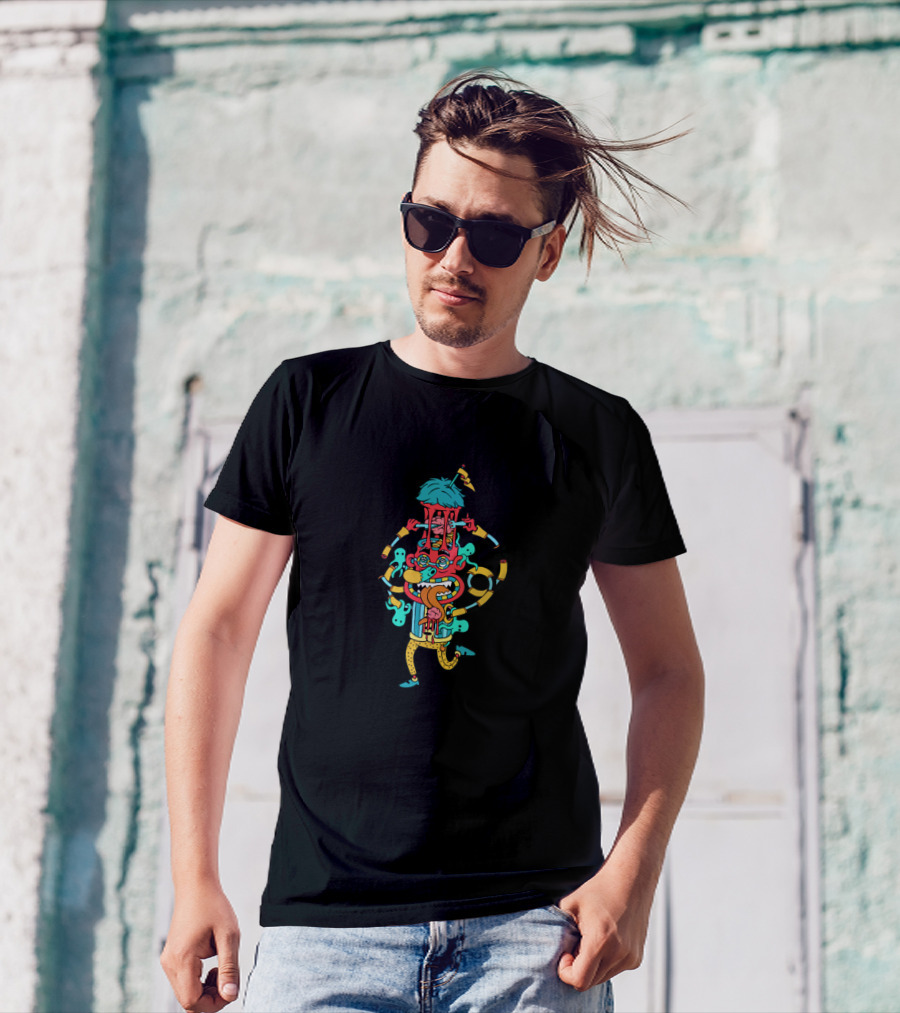 Pick Your Brains Surreal Multicolored Cartoon Character T-Shirt