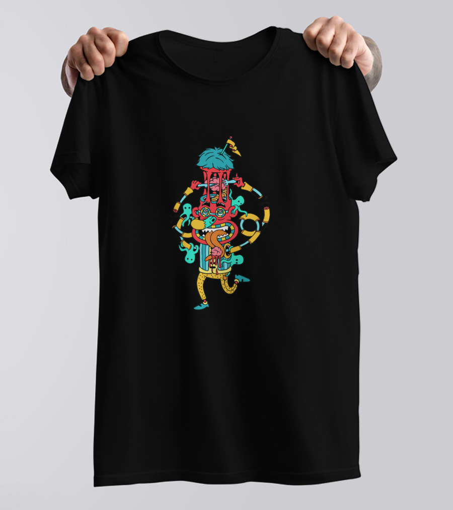 Pick Your Brains Surreal Multicolored Cartoon Character T-Shirt