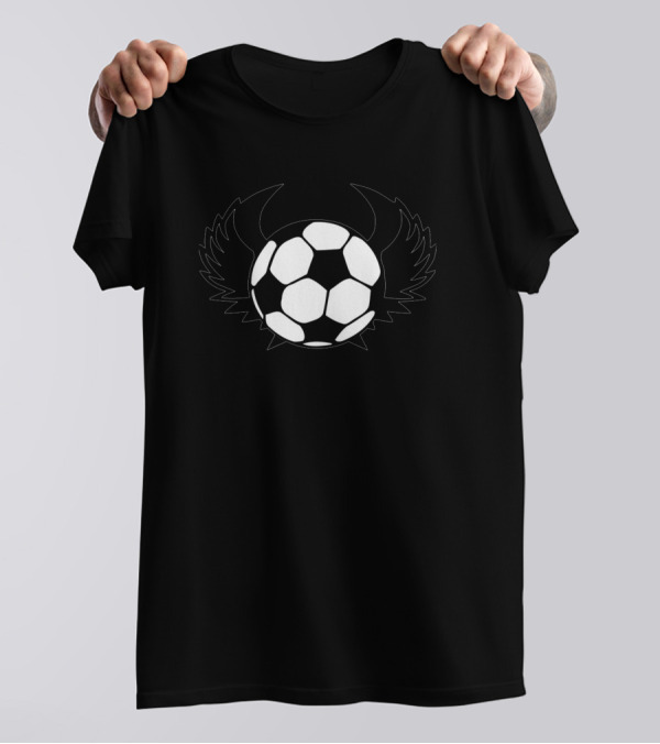 Soccer Ball Wings And Horns Emblem T-Shirt