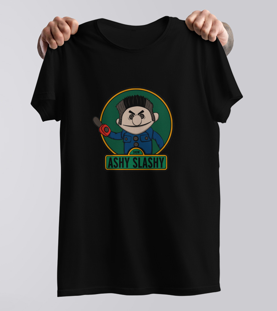 Ashy Slashy Puppet Character With Chainsaw Hand In The Ashy Slashy Show T-Shirt