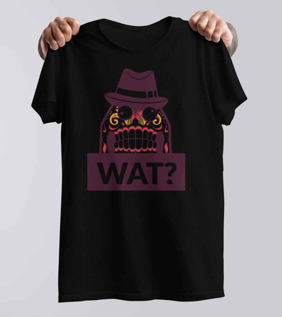WAT Sugar Skull With Fedora Hat Mystical T-Shirt