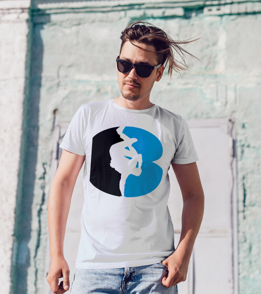 Breakdance Freeze B-Boy Silhouette Black And Blue T-Shirt