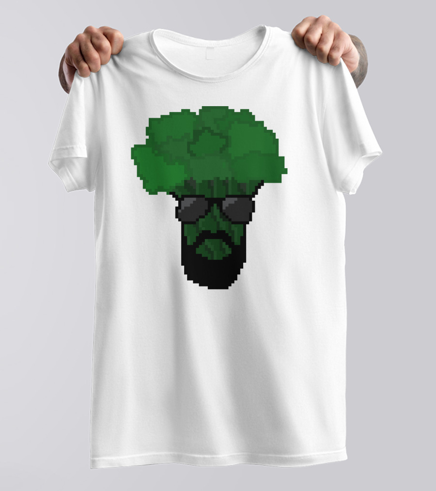 Broccoli Pixel Art Cool Shades Beard Avatar T-Shirt