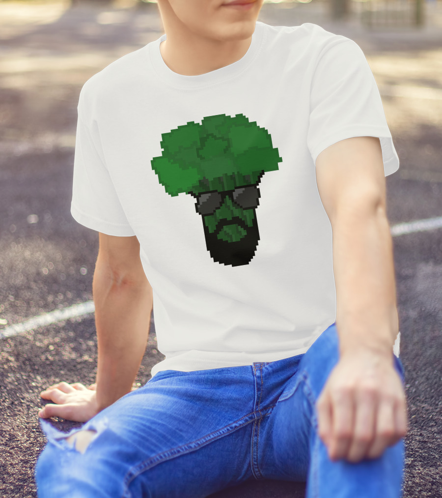 Broccoli Pixel Art Cool Shades Beard Avatar T-Shirt