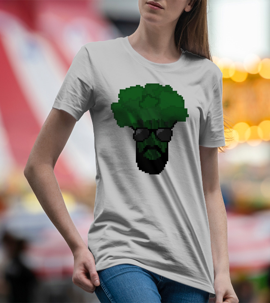 Broccoli Pixel Art Cool Shades Beard Avatar T-Shirt