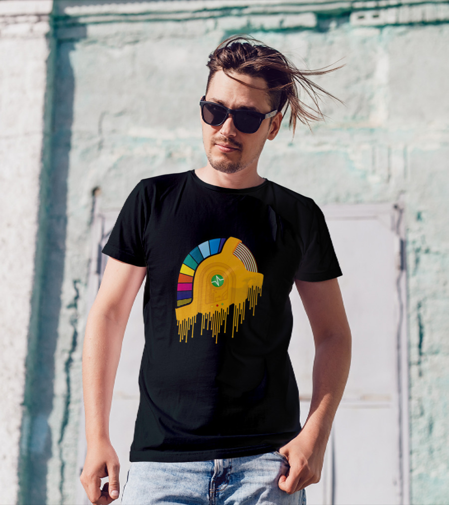 Daft Punk Drip Helmet In Colorful Dripping T-Shirt