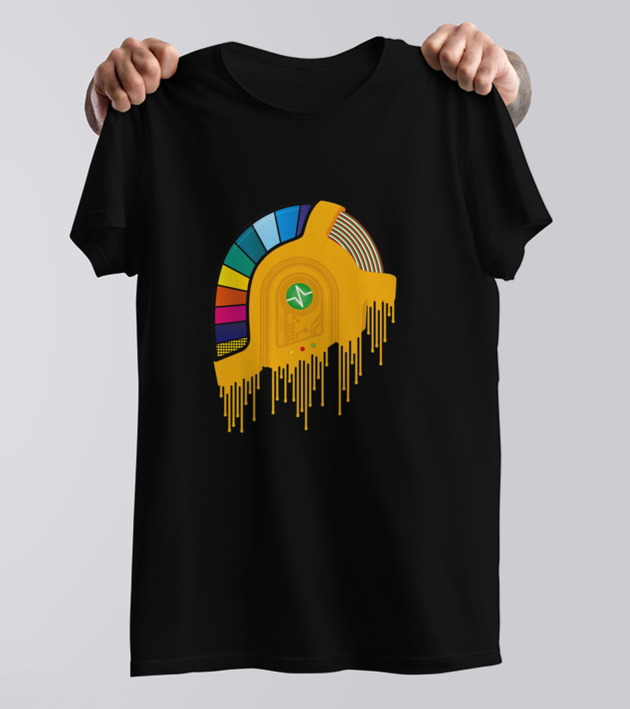 Daft Punk Drip Helmet In Colorful Dripping T-Shirt