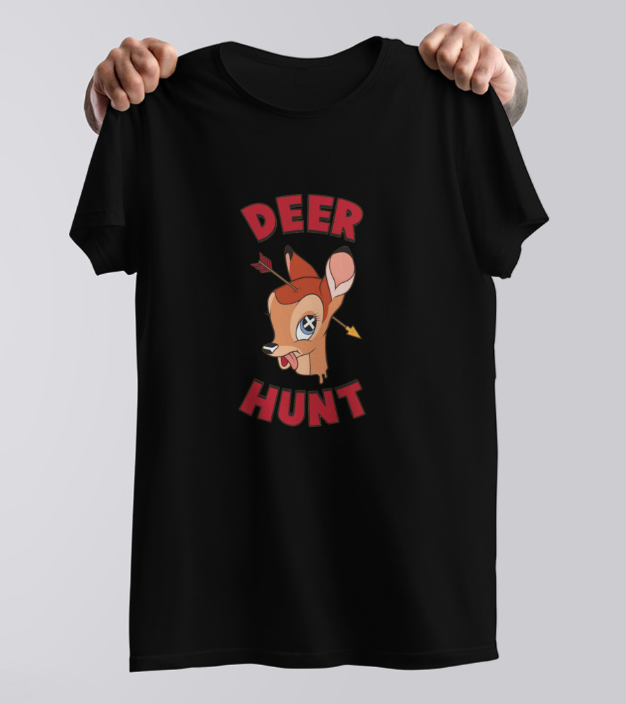 DEER HUNT Crossed Eyes Arrow Through Head T-Shirt