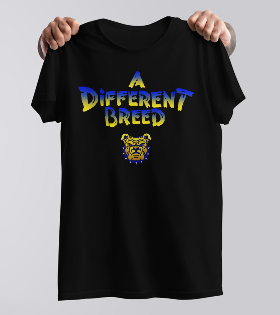 A Different Breed Fierce Bulldog Yellow Blue Gradient T-Shirt