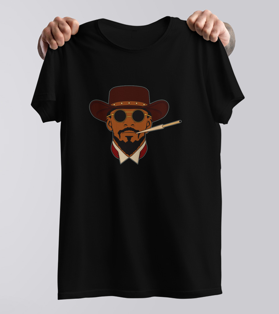 Django Unchained Cool Cowboy Hat Sunglasses Smoking T-Shirt
