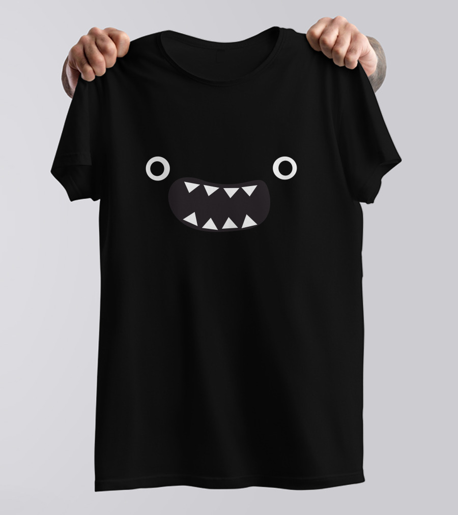 Face Monster Eyes Teeth Black White T-Shirt