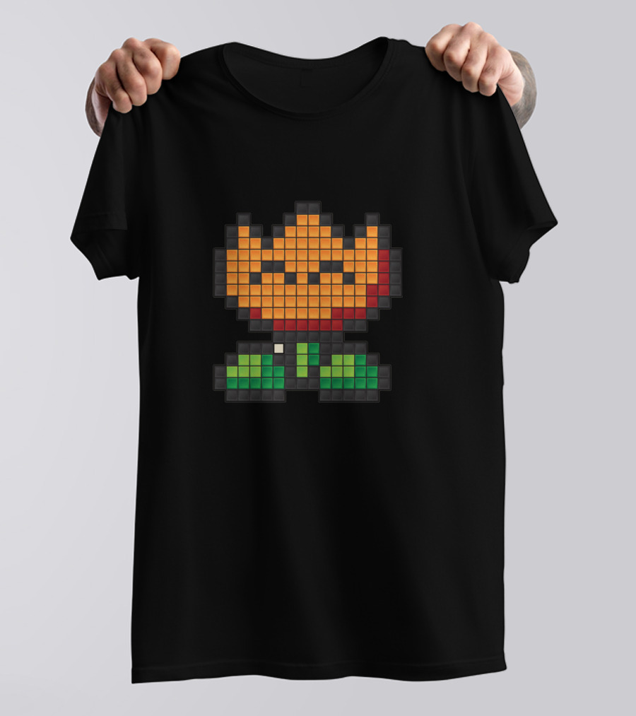 NES Mario Fire Flower Pixel Art Super Mario Bros T-Shirt
