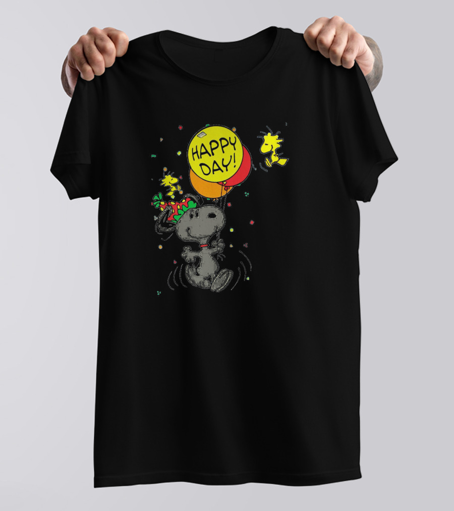 Snoopy And Woodstock Happy Day Balloons And Joyful T-Shirt