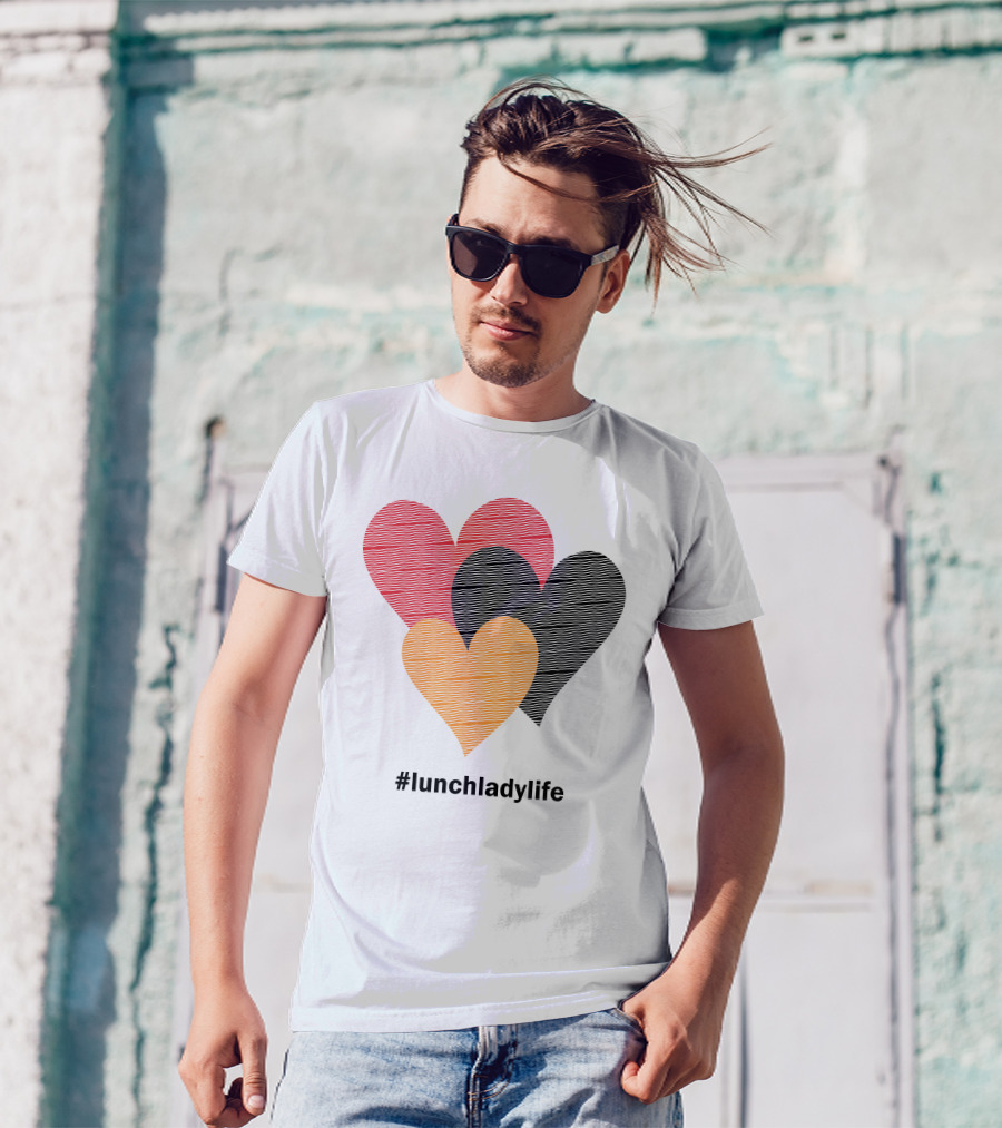 Hearts On Stripes #lunchladylife Valentine T-Shirt