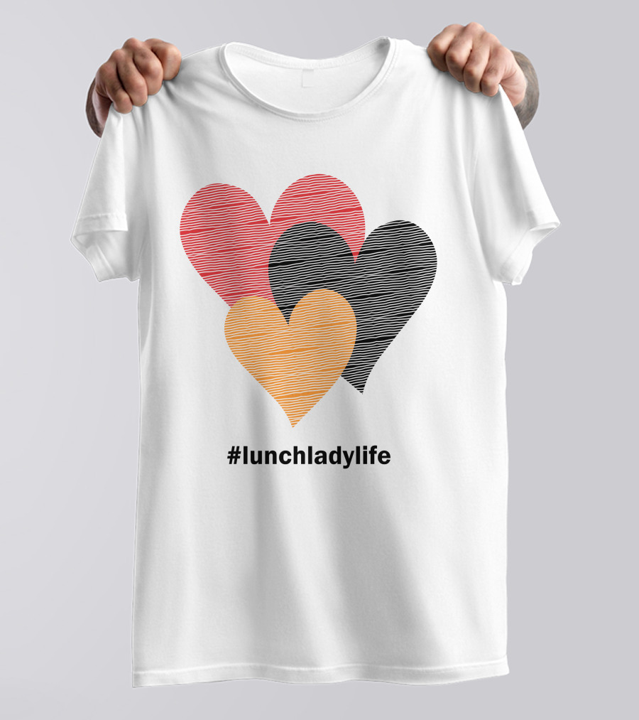 Hearts On Stripes #lunchladylife Valentine T-Shirt