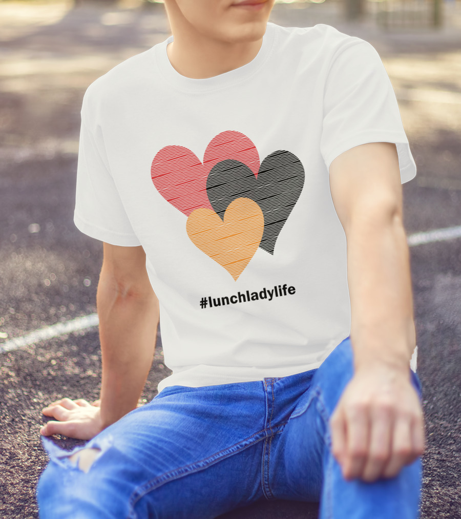 Hearts On Stripes #lunchladylife Valentine T-Shirt
