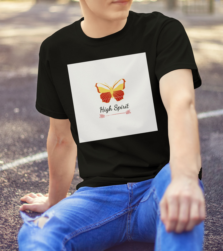 High Spirit Butterfly Red And Yellow T-Shirt