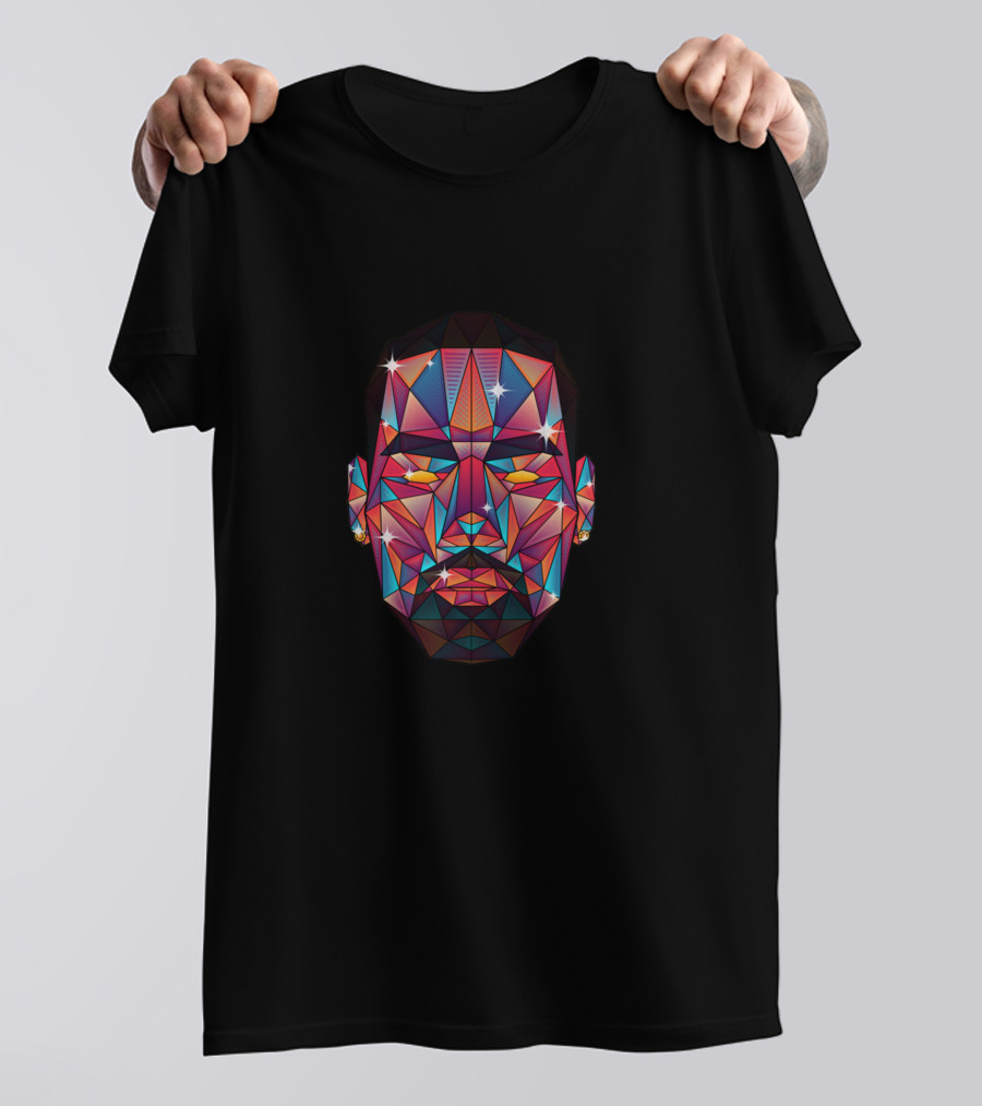 Lebron Prism Style Geometric Portrait Colorful Faceted T-Shirt