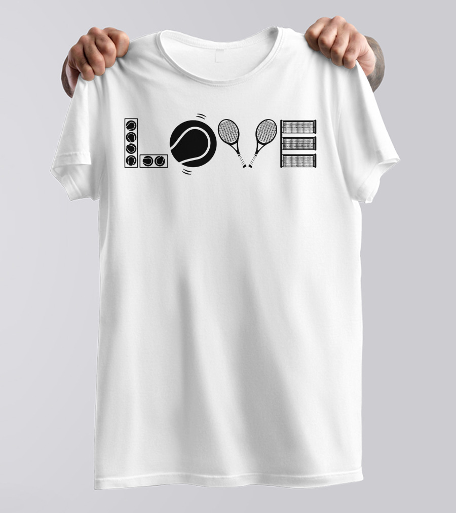 LOVE Tennis Rackets And Ball In Letters T-Shirt
