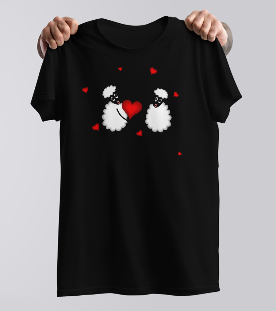 Love You Forever Sheep With Red Hearts T-Shirt