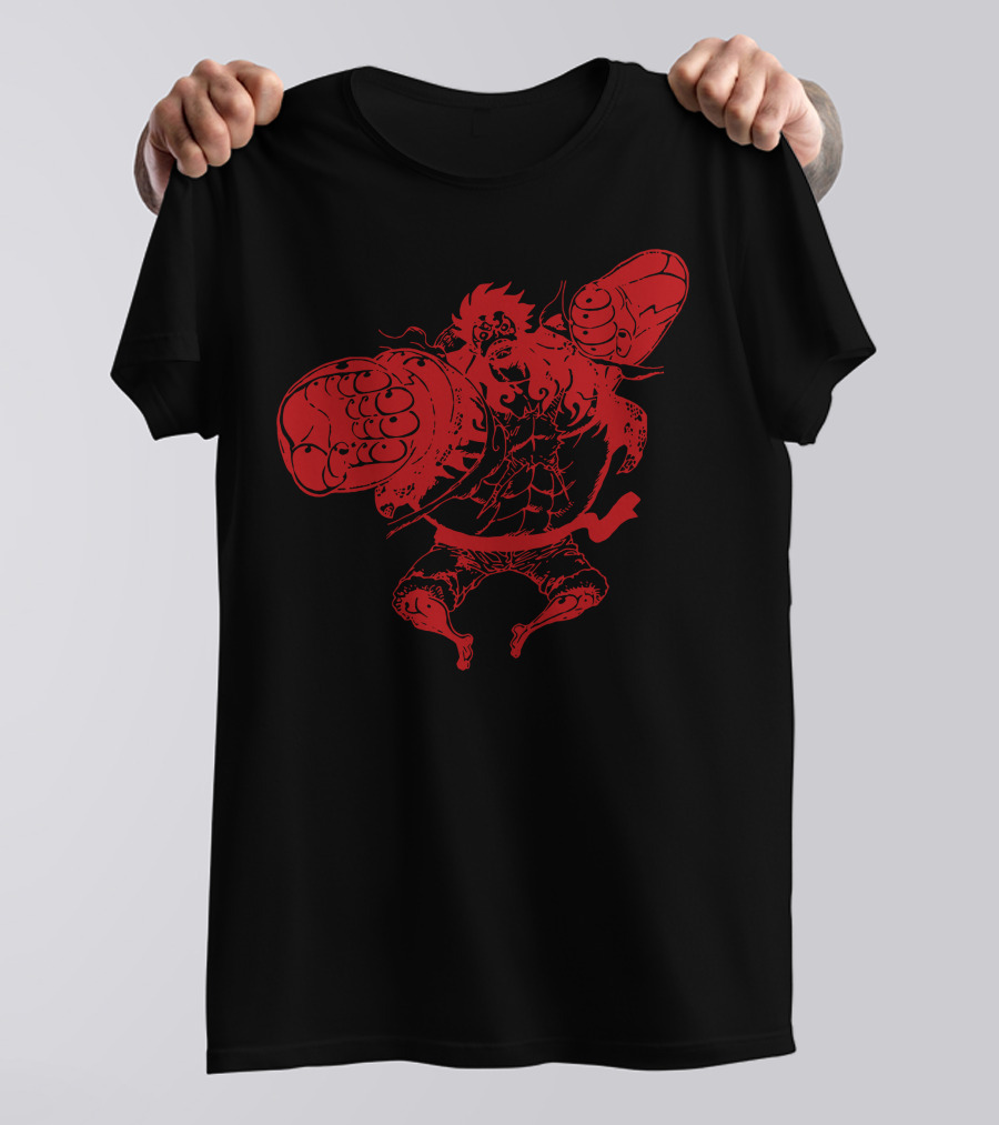 Luffy Gear 4 Bound Man Transformation Manga Style Red And Black T-Shirt