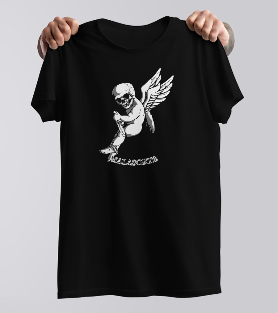 Malasorte Winged Skull Cherub With Dagger T-Shirt