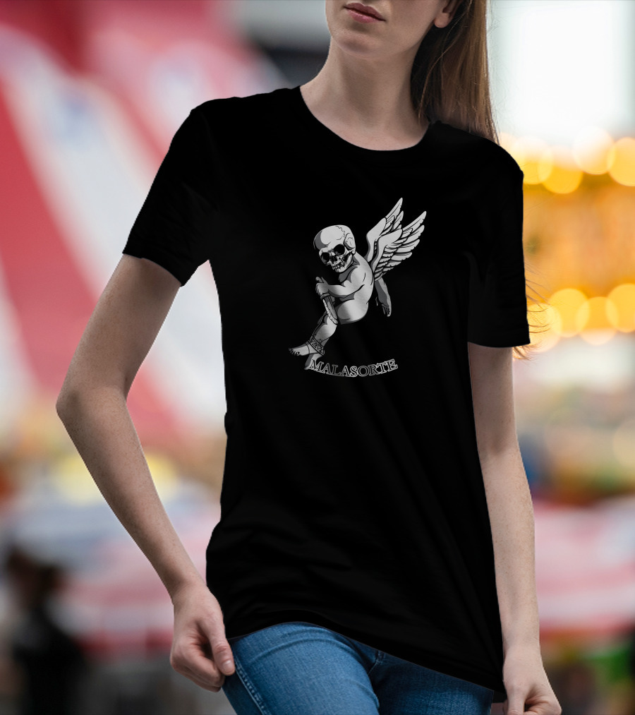 Malasorte Winged Skull Cherub With Dagger T-Shirt