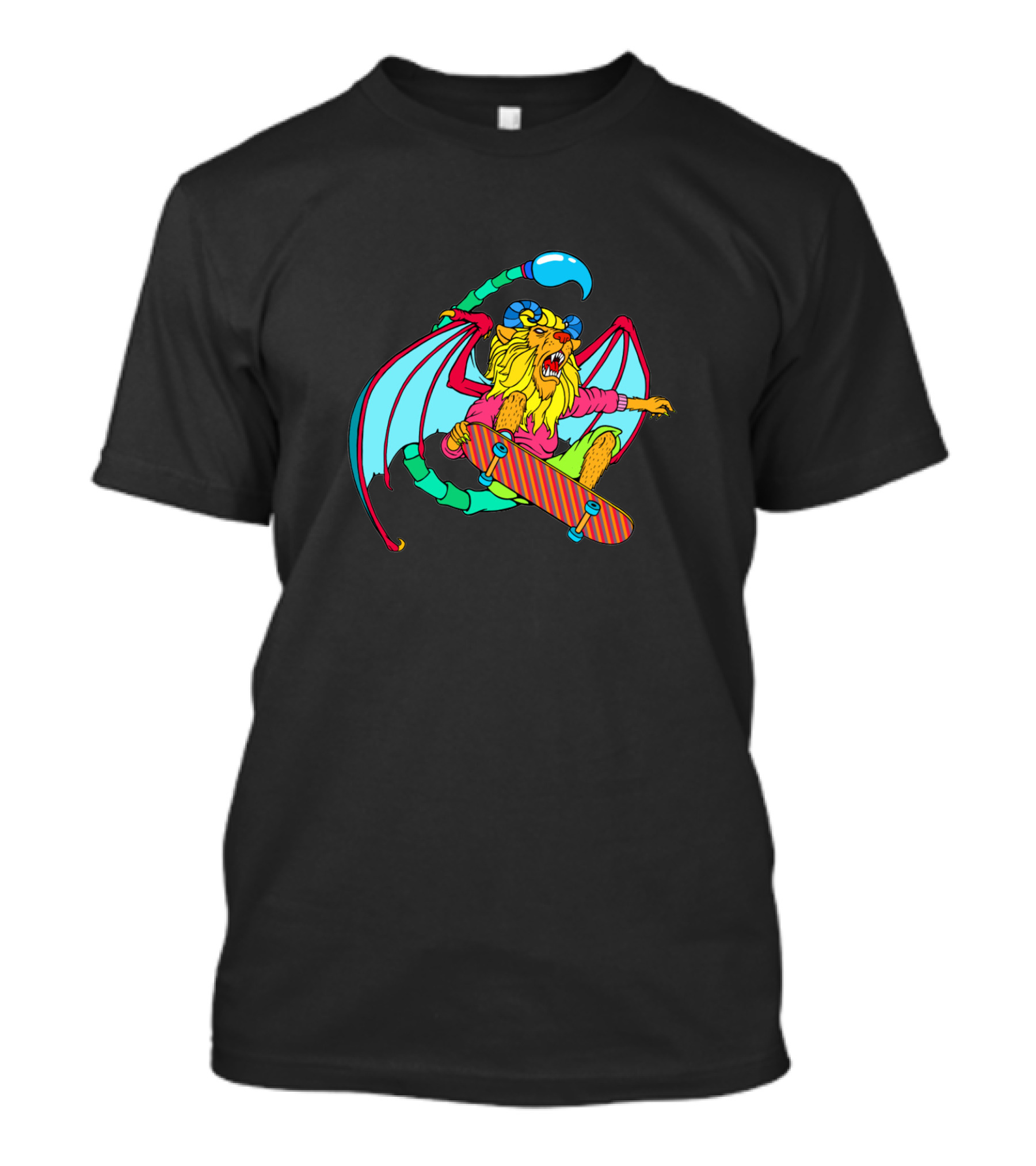 Skateboarding Manticore With Wings And Tail T-Shirt