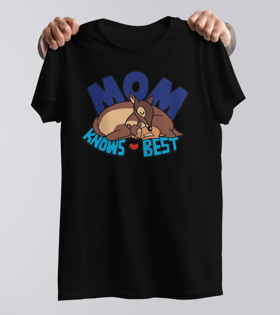 Mom Knows Best Sleeping Deer Family Heart T-Shirt