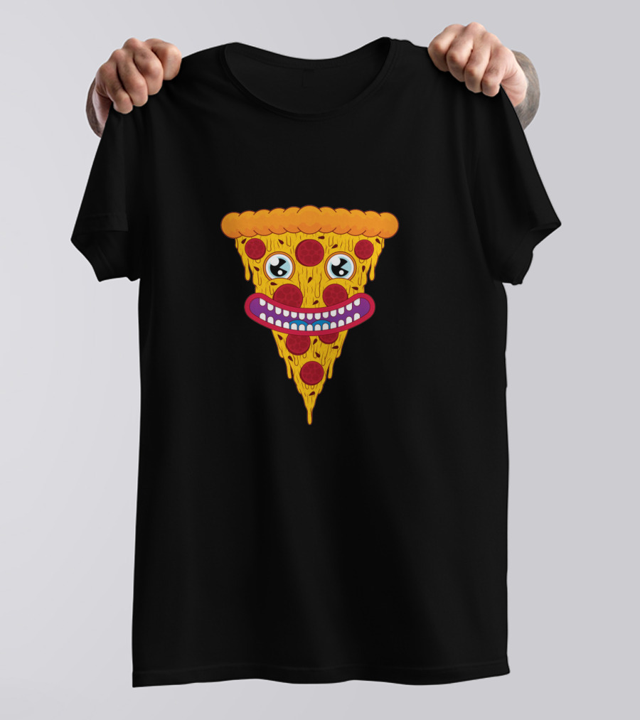 Pizza Face Slice With Pepperoni Smile And Cheesy Drips T-Shirt