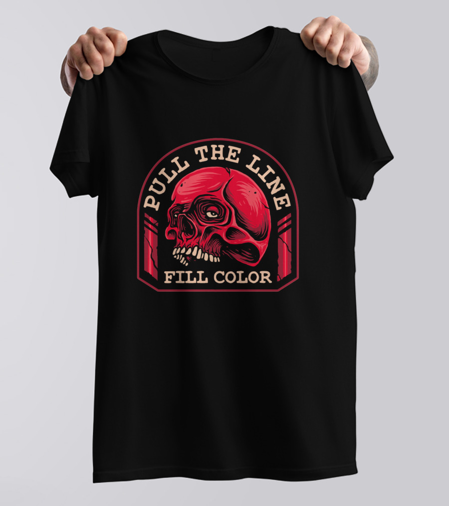 PULL THE LINE FILL COLOR Red Skull T-Shirt