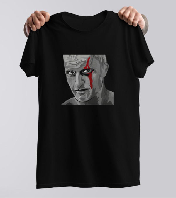 Blade Runner Roy Batty Character Illustration Gray With Red Scar T-Shirt