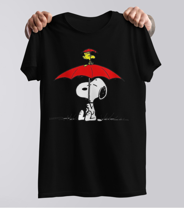 Snoopy And Woodstock Red Umbrella Peanuts T-Shirt