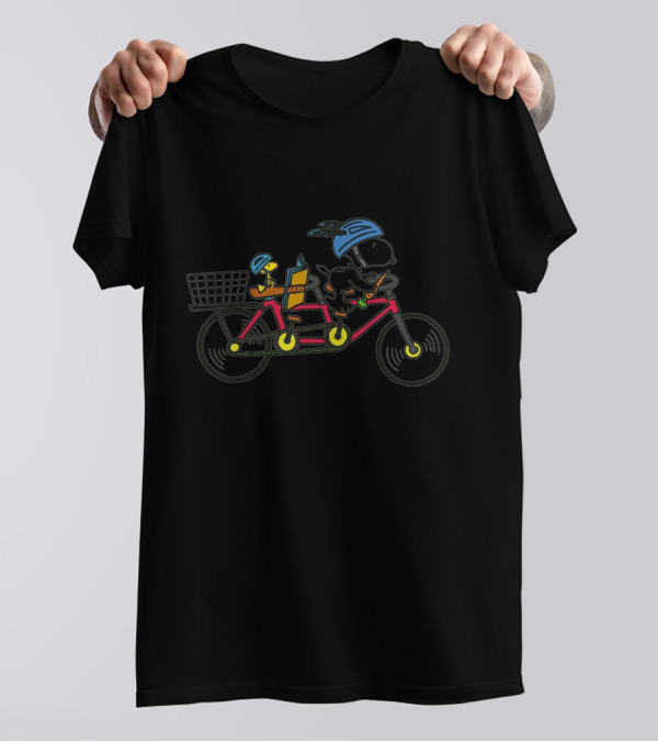 Snoopy And Woodstock Tandem Bicycle Adventure T-Shirt