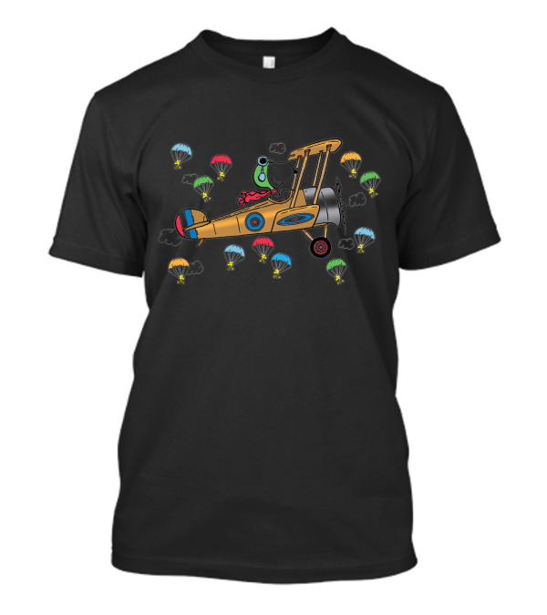 Snoopy Flying Ace Biplane With Parachuting Woodstock T-Shirt