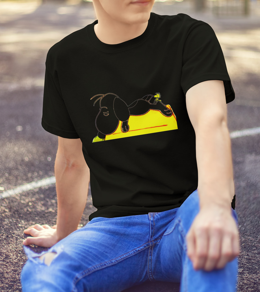 Snoopy Tired Of Feeling Sleeping On Doghouse With Woodstock T-Shirt