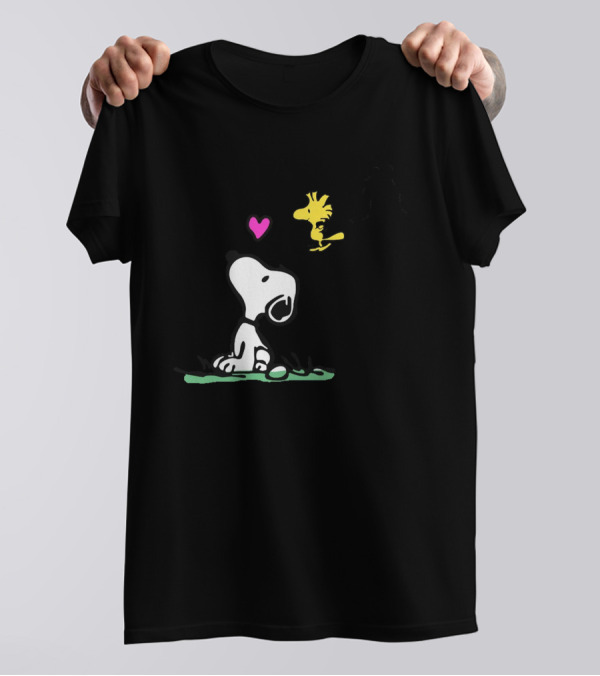 Snoopy And Woodstock Waiting For Love With Heart T-Shirt